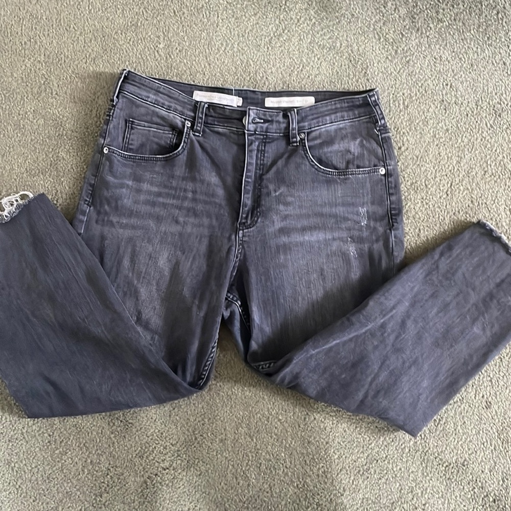 Pilcro and the Letterpress Relaxed Straight Cropped Jeans Black Size 31